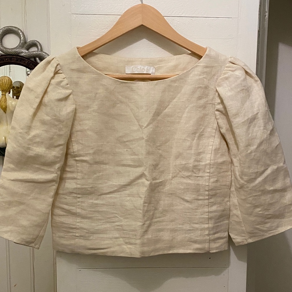Chloe Linen Top with Puff Sleeves